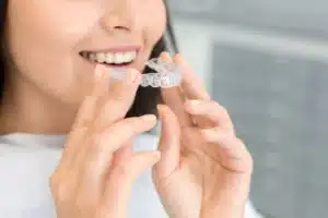 Patient wearing braces during the first week of treatment