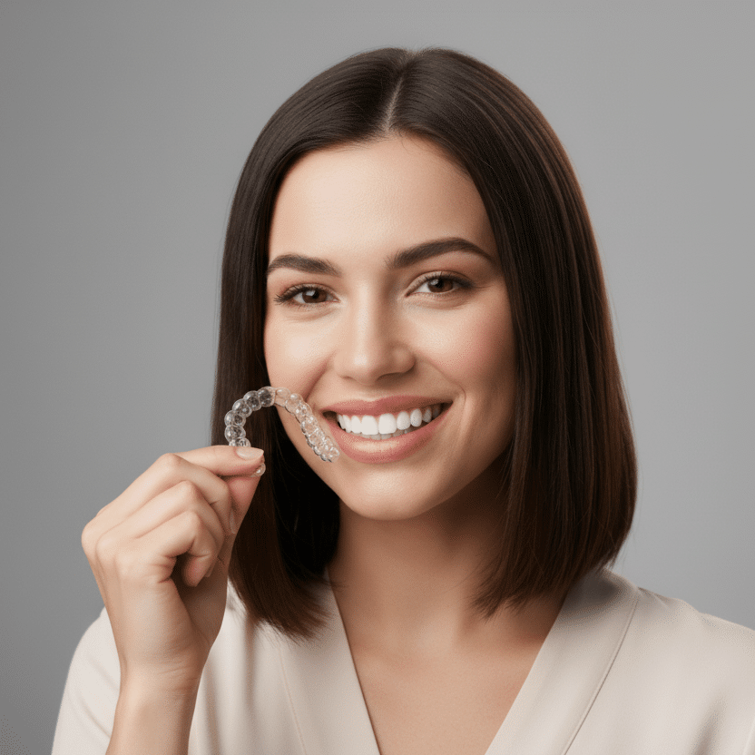 White Stone clear aligners for adults, invisible braces for professional and personal lifestyles, discreet orthodontic treatment, straighten teeth, adult aligner solutions.